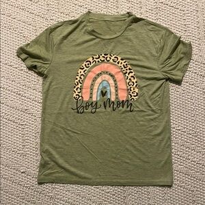 Green 'Boy Mom' Graphic T-Shirt
